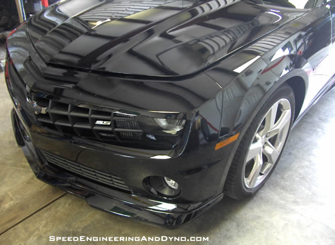 Camaro Front corner with Edelbrock Supercharger lurking under the hood