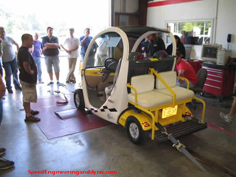 Golf cart dyno picture at Speed Engineering.